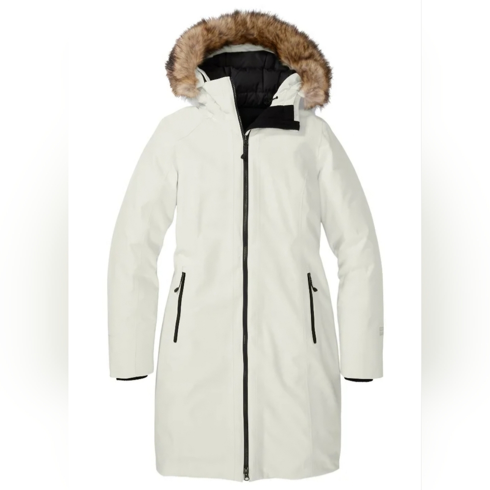 NEW! Eddie Bauer Cream Down Parka Coat Size L - Picture 3 of 15